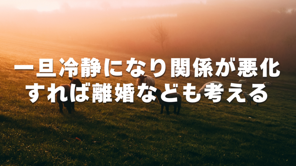 一旦冷静になり関係が悪化すれば離婚なども考える